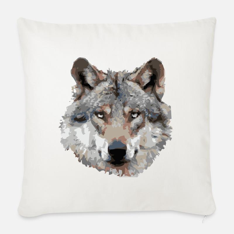 Wolf (grau) - Sofakissenbezug 45 x 45 cm - Naturweiß