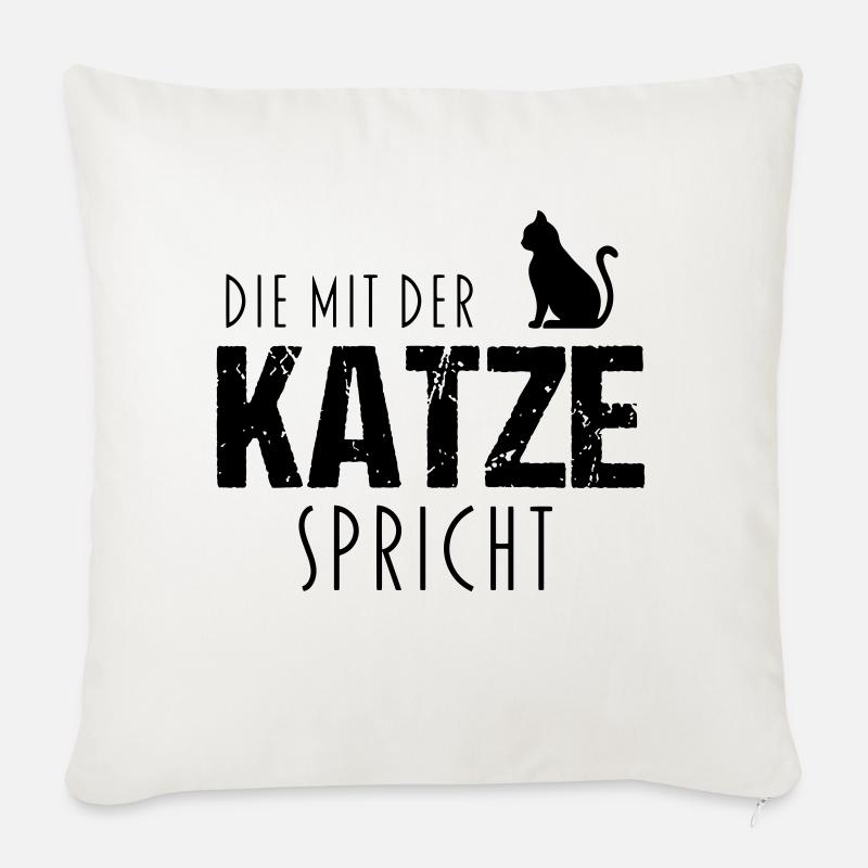 Die mit der Katze spricht - Sofakissenbezug 45 x 45 cm - Naturweiß 