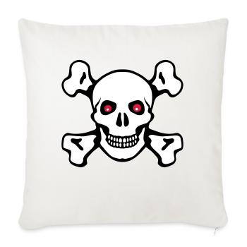 Piratenflagge Totenkopf - Sofakissenbezug 45 x 45 cm - Naturweiß  - Vorne