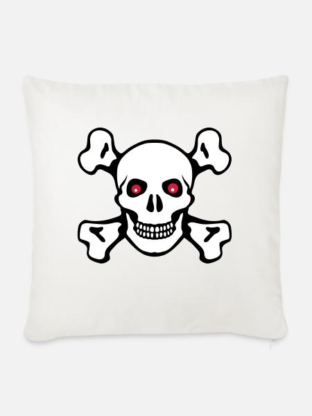 Piratenflagge Totenkopf - Sofakissenbezug 45 x 45 cm - Naturweiß