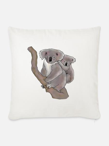 Koala, Mutter und Kind - Sofakissenbezug 45 x 45 cm - Naturweiß