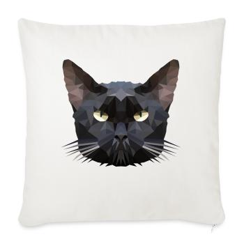 Chat tête de chat polygone - Housse de coussin décorative 45 x 45 cm - blanc nature - Devant