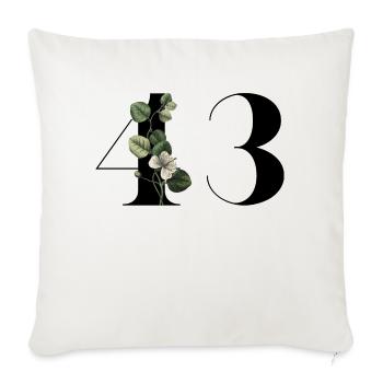 Numéro 43 floral vert - 43e anniversaire floral - Housse de coussin décorative 45 x 45 cm - blanc nature - Devant