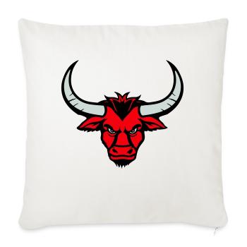 Tête d’animal taureau - Housse de coussin décorative 45 x 45 cm - blanc nature - Devant