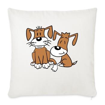 2 chiens équipe assis deux amis équipage heureux - Housse de coussin décorative 45 x 45 cm - blanc nature - Devant