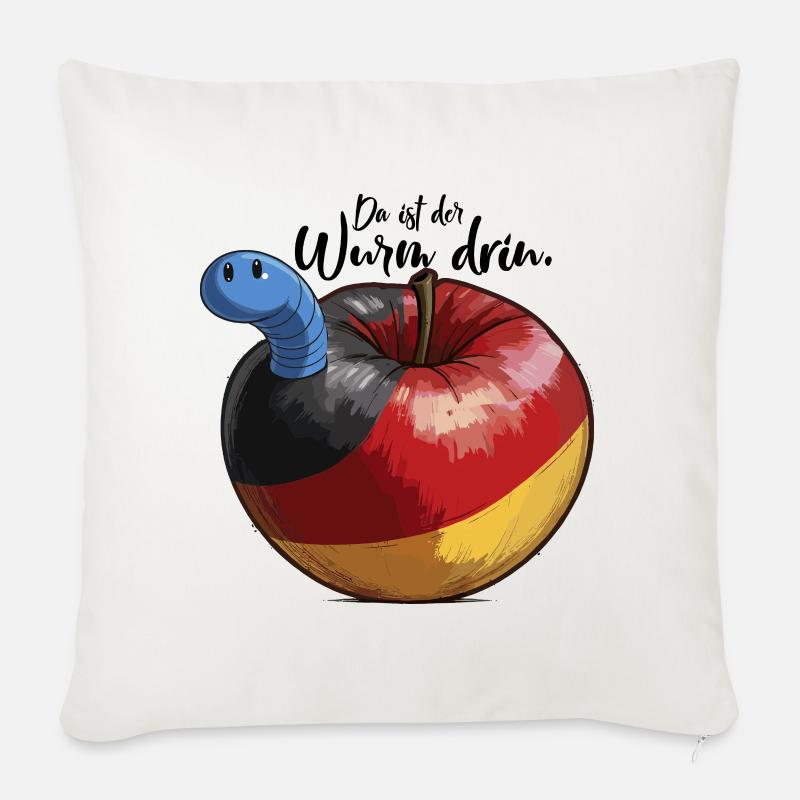 In Deutschland ist der blaue Wurm im Apfel Fck afd - Sofakissenbezug 45 x 45 cm - Naturweiß
