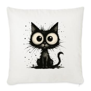 Funny black cat with big eyes – splash - Sofa pillowcase 17,3'' x 17,3'' (45 x 45 cm) - natural white - Front