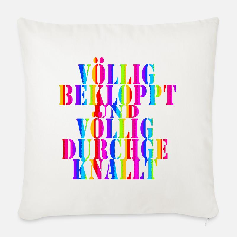 frecher Spruch Vollfarbige Typo Kaleidoskop Retro - Sofakissenbezug 45 x 45 cm - Naturweiß 