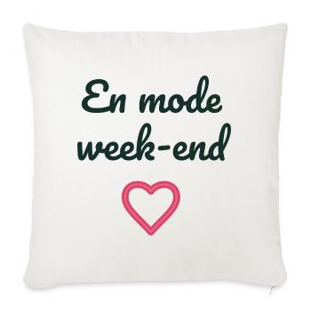 WOCHENENDE. HUMOR. LUSTIG. KOMISCH. ZITAT. HERZ - Sofakissenbezug 45 x 45 cm - Naturweiß  - Vorne