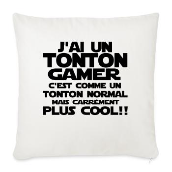 j'ai un tonton gamer - Housse de coussin décorative 45 x 45 cm - blanc nature - Devant