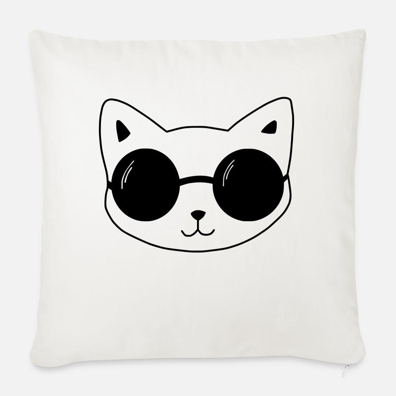 Katze - Sofakissenbezug 45 x 45 cm - Naturweiß 