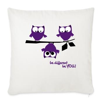 Eulen, lustig, be different, Vogel - Housse de coussin décorative 45 x 45 cm - blanc nature - Devant