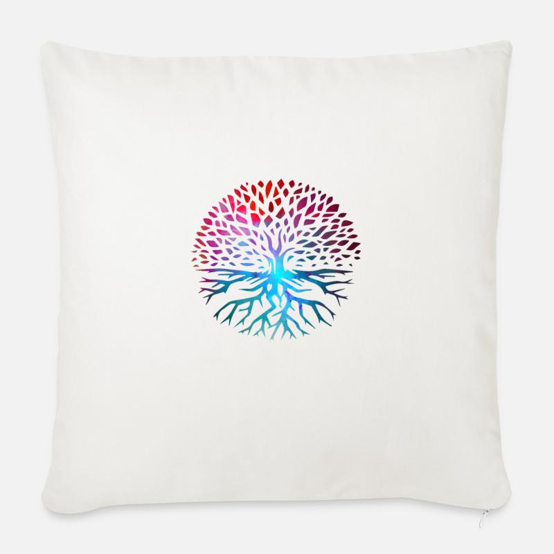 Arbre de vie - Housse de coussin décorative 45 x 45 cm - blanc nature