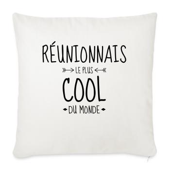 Réunion / 974 / Réunionnais / Réunionnaise - Housse de coussin décorative 45 x 45 cm - blanc nature - Devant