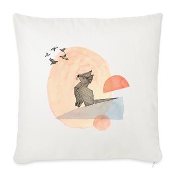 Illustration de l’origami du chat et des oiseaux - Housse de coussin décorative 45 x 45 cm - blanc nature - Devant