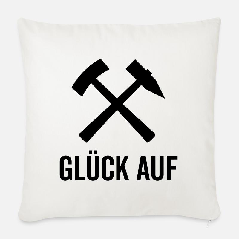 Glück Auf Bergmannszeichen Schlägel Eisen Pott Aue - Sofakissenbezug 45 x 45 cm - Naturweiß 