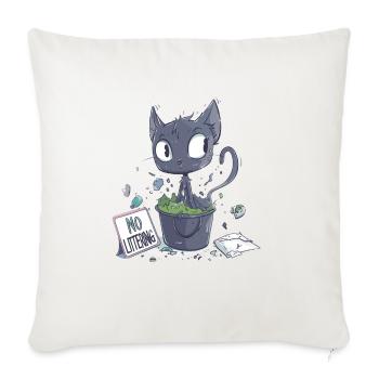 No Littering Cat Katze Environment Earth Day - Sofakissenbezug 45 x 45 cm - Naturweiß  - Vorne