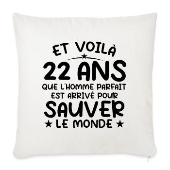 22 ans Cadeau anniversaire 22 ans Homme - Housse de coussin décorative 45 x 45 cm - blanc nature - Devant