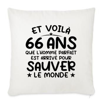 66 ans Cadeau anniversaire 66 ans Homme - Housse de coussin décorative 45 x 45 cm - blanc nature - Devant
