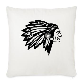 Fier chef indien visage tête côté - Housse de coussin décorative 45 x 45 cm - blanc nature - Devant