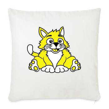 chat assis mignon heureux gros chaton - Housse de coussin décorative 45 x 45 cm - blanc nature - Devant