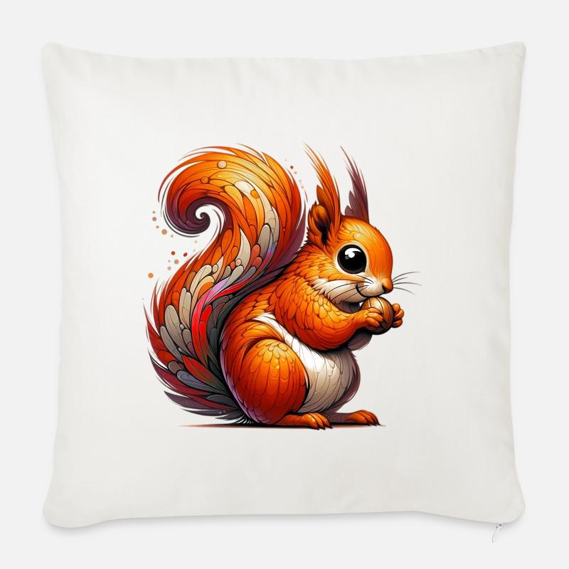 Eichhörnchen - Sofakissenbezug 45 x 45 cm - Naturweiß 
