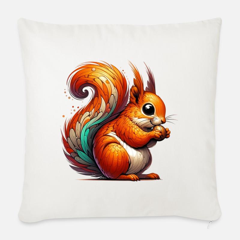 Eichhörnchen - Sofakissenbezug 45 x 45 cm - Naturweiß 