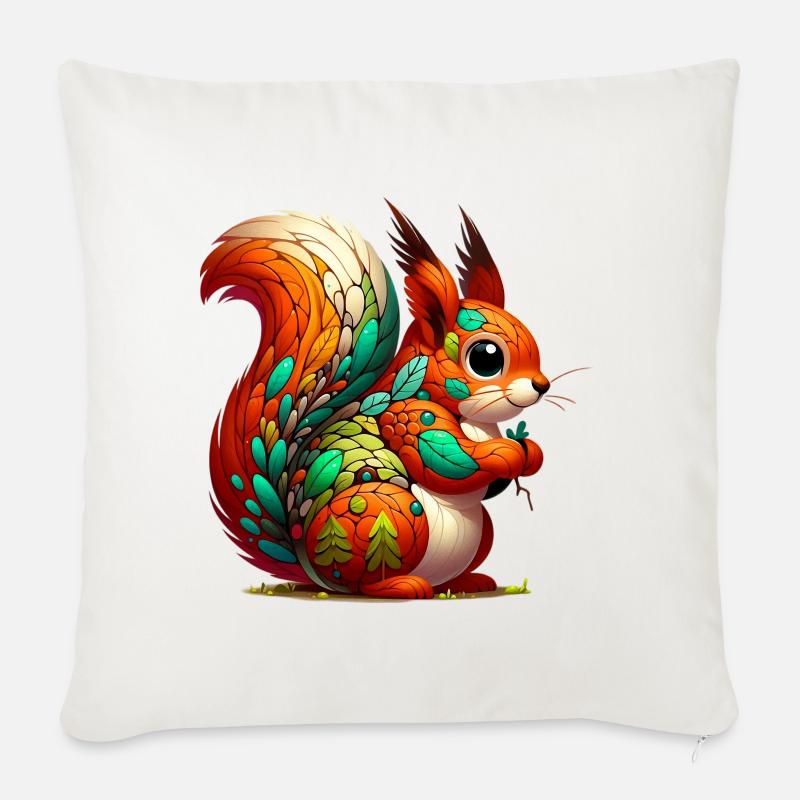 Eichhörnchen - Sofakissenbezug 45 x 45 cm - Naturweiß 