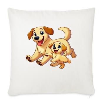 Labrador, mère et enfant, gambadant - Housse de coussin décorative 45 x 45 cm - blanc nature - Devant
