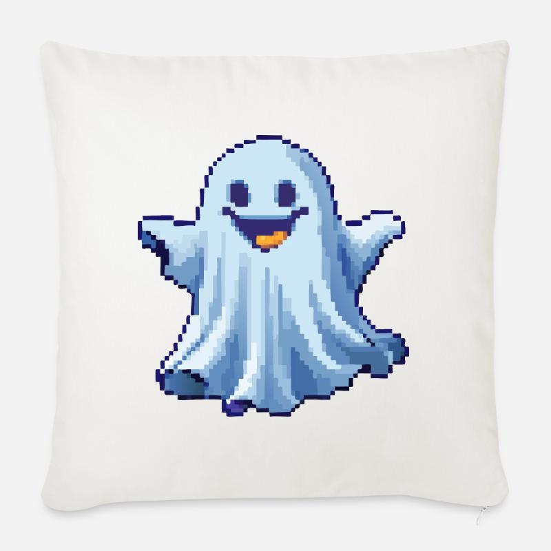 Pixel Ghost: Pixelated Friendly Spirit - Sofakissenbezug 45 x 45 cm - Naturweiß 