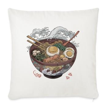 Grand bol de ramen - Housse de coussin décorative 45 x 45 cm - blanc nature - Devant