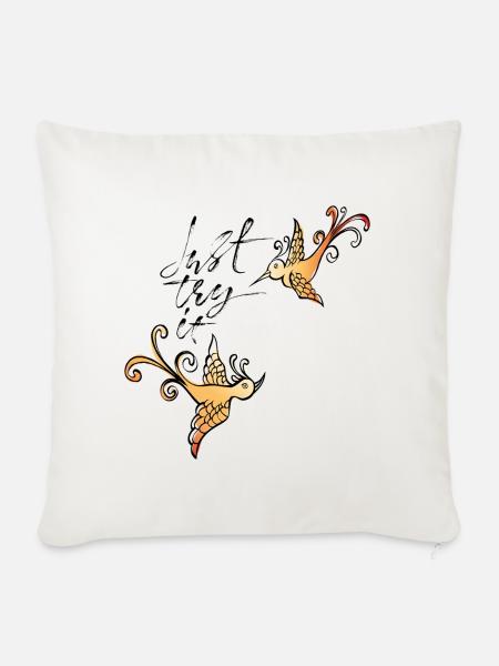 Goldene Vogelornamente - Sofakissenbezug 45 x 45 cm - Naturweiß