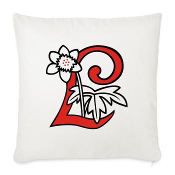 Buchstabe L Blüte Initiale - Sofakissenbezug 45 x 45 cm - Naturweiß  - Vorne