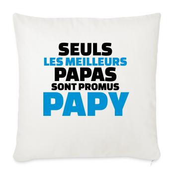 seuls les meilleurs papas sont promus papy - Housse de coussin décorative 45 x 45 cm - blanc nature - Devant