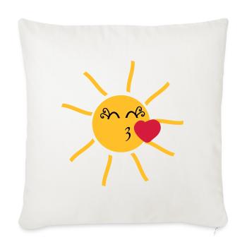 strahlende Sonne mit Kussmund und Herz - Sofakissenbezug 45 x 45 cm - Naturweiß  - Vorne