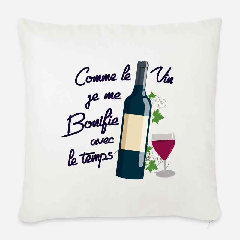 Comme le vin - anniversaire - Housse de coussin décorative 45 x 45 cm - blanc nature