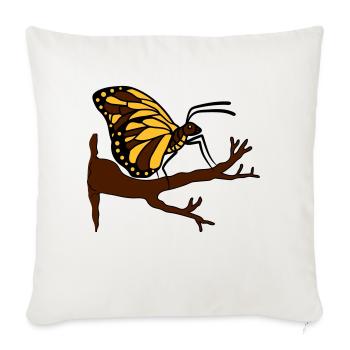 butterfly on branch tree forest insect wing - Sofa pillowcase 17,3'' x 17,3'' (45 x 45 cm) - natural white - Front