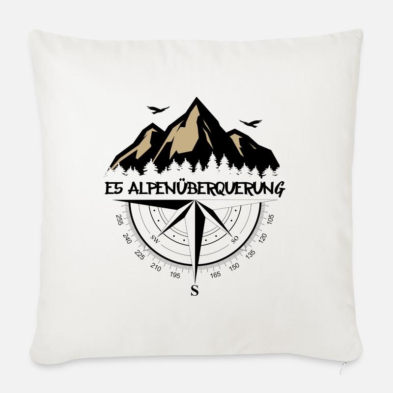 E5 Alpenüberquerung - Sofakissenbezug 45 x 45 cm - Naturweiß 