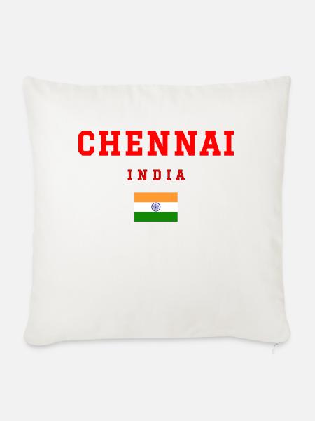 Chennai Indien - Sofakissenbezug 45 x 45 cm - Naturweiß