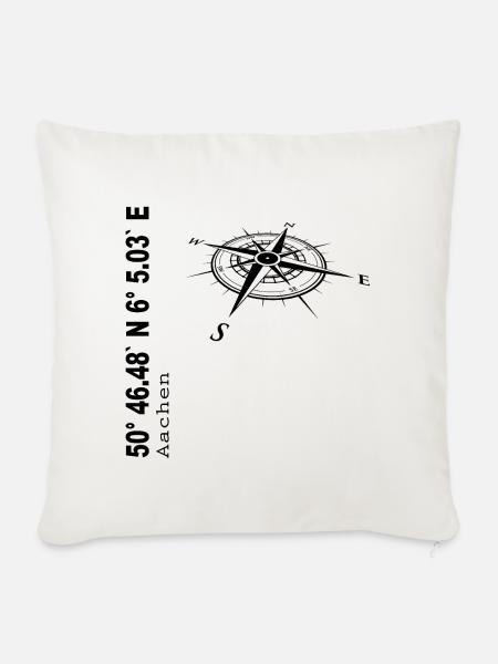 Koordinaten Aachen - Sofakissenbezug 45 x 45 cm - Naturweiß