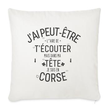Dans mon Mental je suis en Corse - Housse de coussin décorative 45 x 45 cm - blanc nature - Devant