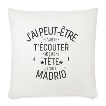 Dans ma Tête je suis à Madrid Noir - Housse de coussin décorative 45 x 45 cm - blanc nature - Devant