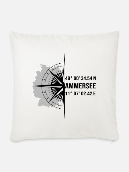 Koordinaten Ammersee - Sofakissenbezug 45 x 45 cm - Naturweiß 