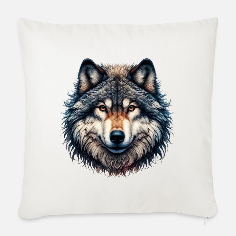 Wolf - Sofakissenbezug 45 x 45 cm - Naturweiß 
