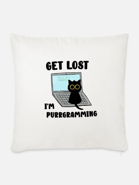 Get Lost I'm purrgramming - Sofakissenbezug 45 x 45 cm - Naturweiß