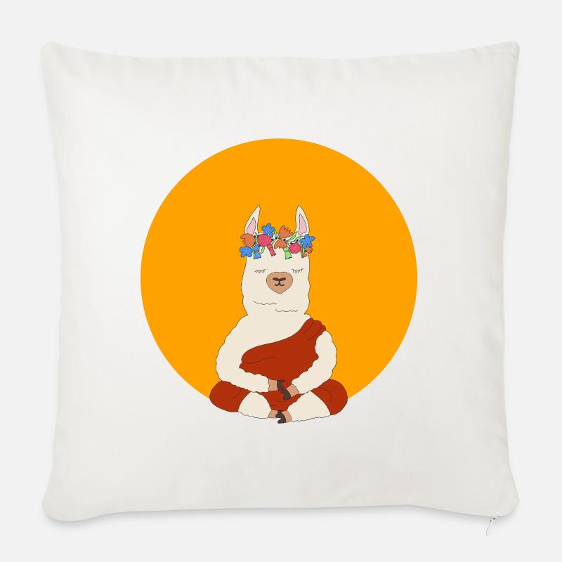 Meditierendes Lama - Sofakissenbezug 45 x 45 cm - Naturweiß 