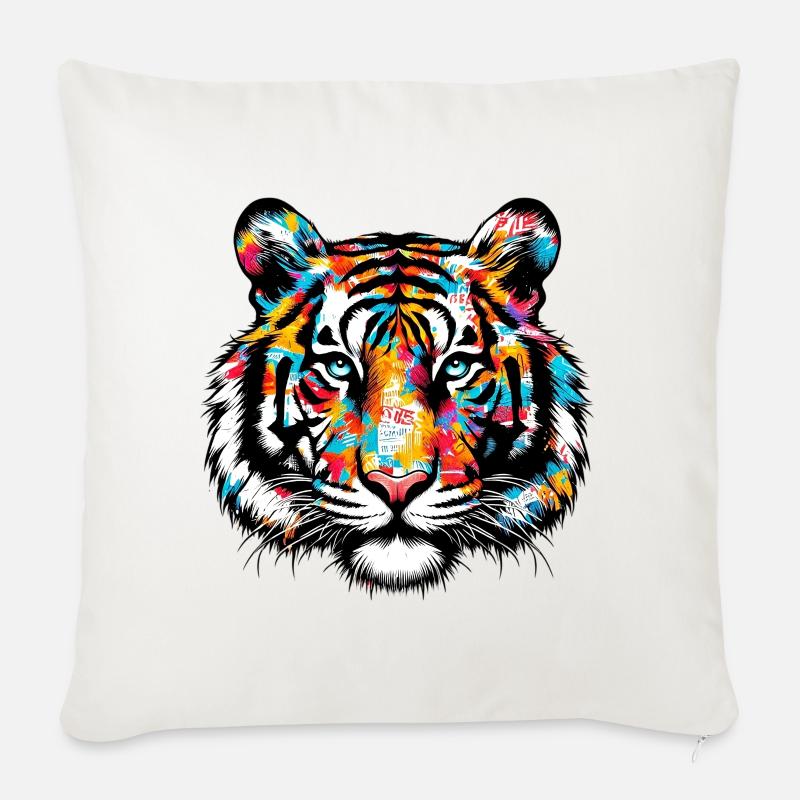 Tiger - Sofakissenbezug 45 x 45 cm - Naturweiß 