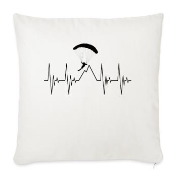 Ski Parapente Heartbeat ECG Mountains - Housse de coussin décorative 45 x 45 cm - blanc nature - Devant