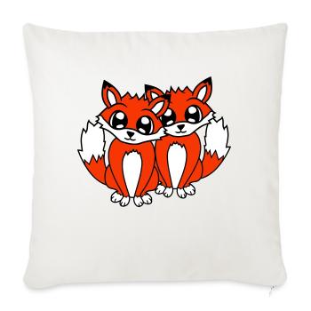 2 Foxes Friends Red Fox Two Wild Animals Team - Sofa pillowcase 17,3'' x 17,3'' (45 x 45 cm) - natural white - Front