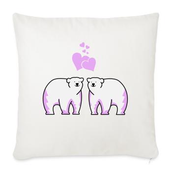 Polar bears in love - Sofa pillowcase 17,3'' x 17,3'' (45 x 45 cm) - natural white - Front